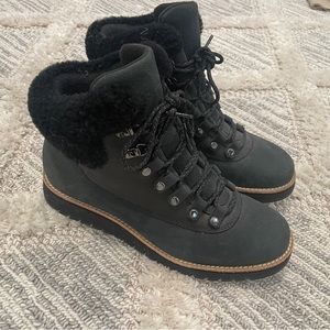 Cole haan black Sherpa hiker boots.
